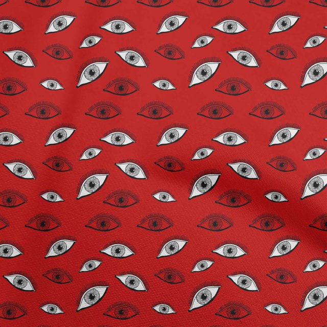 oneOone Viscose Jersey Red Fabric Eye Print Craft Projects Decor Fabric Printed By The Yard 60 Inch Wide