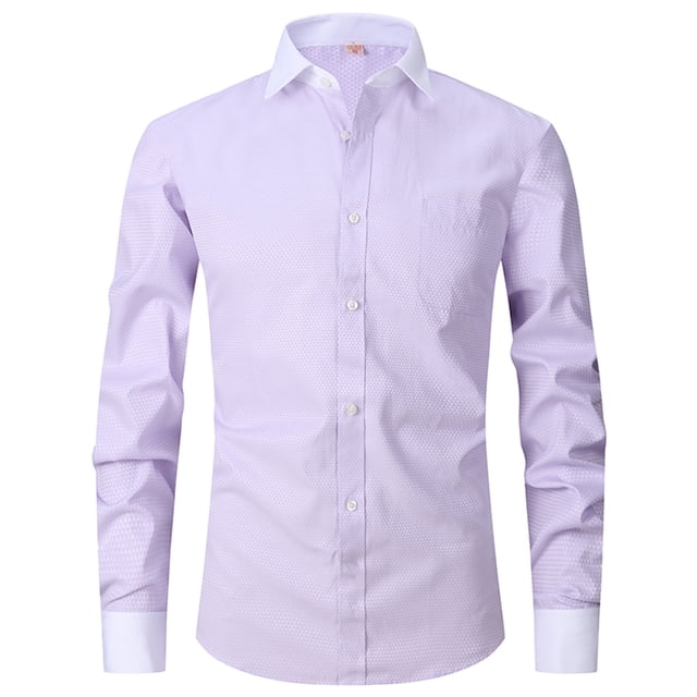 AherBiu Plus Size Mens Dress Shirts Long Sleeve Button down Regular Fitted Wrinkle Free Shirt Business Formal Shirts