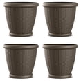 thumbnail image 1 of Suncast Willow 18" Diameter Decorative Wicker Patio Planter Pot, Java (4 Pack), 1 of 11