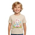 thumbnail image 1 of MIASHUI T-Shirts Graphiques de Pâques pour Garçons Manches Courtes Décontractées Douces Hauts Colorés pour Enfants Beige, 3-4 Ans, 1 of 4