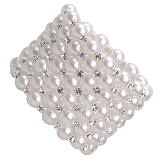maskred Bracelet Extensible en Perles Scintillantes et Strass pour Mariage Bal Femmes Bijoux Éblouissants Blanc 7 Rangées 5Ensemble