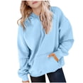 thumbnail image 1 of On Shoulder Top Children Solid Long Sleeve Hoodie Sports Casual, 1 of 7