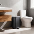 thumbnail image 2 of 3.2 Gallon Trash Can for Kitchen, Stainless Steel Step Trash Can with Soft-Close Lid & Removable Inner Bucket, Rectangular Garbage Can for Office Bathroom Living Room, Black, 2 of 8