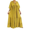 thumbnail image 2 of Robes d'Été Grande Taille pour Femmes 2024 Robe Décontractée Col en V Manches 3/4 Longues Ample Coton Fluide Boho Robes Soleil Économisez jusqu'à 65 % de Rabais!, 2 of 6