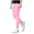 thumbnail image 1 of GDREDA Girls' Basic Solid Full Length Cotton Soft Leggings (Pink,2-3 Years), 1 of 6