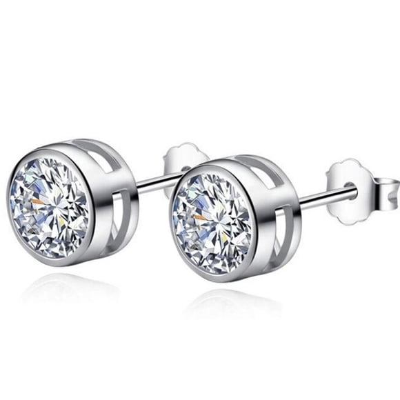 VOLALO 925 Sterling Silver Stud Earrings Birth Cubic Zircon Fashion Jewelry For Women