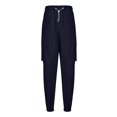 thumbnail image 2 of Autumn And Winter Mens Solid Color Work Pants Drawstring Leg Mouth Sticky Tape Pocket Casual Pants, 2 of 5