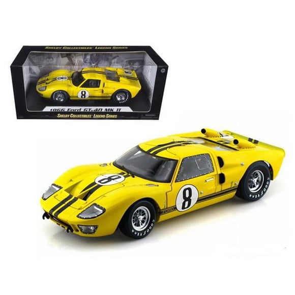 Shelby Collectibles SC417 1966 Ford GT-40 MK 2 Jaune No 8 1-18 Modèle de Voiture Moulée sous Pression