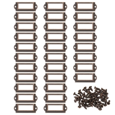 Uxcell 60x24mm Metal Label Holders, 30 PCS Label Frames with Screws, Red Bronze
