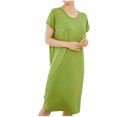 thumbnail image 1 of Besolor Chemises de Nuit Grande Taille pour Femmes Été Confortables à Manches Courtes Col Ras du Cou Vêtements de Nuit Chemises de Sommeil Robe de Nuit, 1 of 5