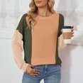 thumbnail image 2 of HUITKMM Tshirts 2024 Autumn and Winter Color Contrast Long Sleeve Loose Thread Stitching T Shirt, 2 of 9