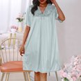 thumbnail image 2 of Timegard Robe de Nuit pour Femmes Col en V Manches Courtes Tenue d'Intérieur Décontractée Ample Confortable Robe de Maison Couleur Unie, 2 of 4