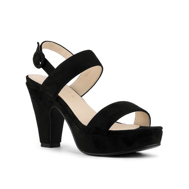 BLISSFUL STEP Women's Slingback Platform Chunky Heeled Sandals