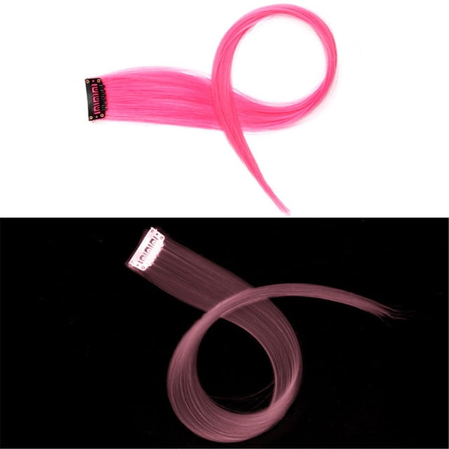 Hair Extensions Luminous Colored Hair Extensions, Party Highlights In Synthetic Hair With Clip, Hair Extensions & Accessories for Women