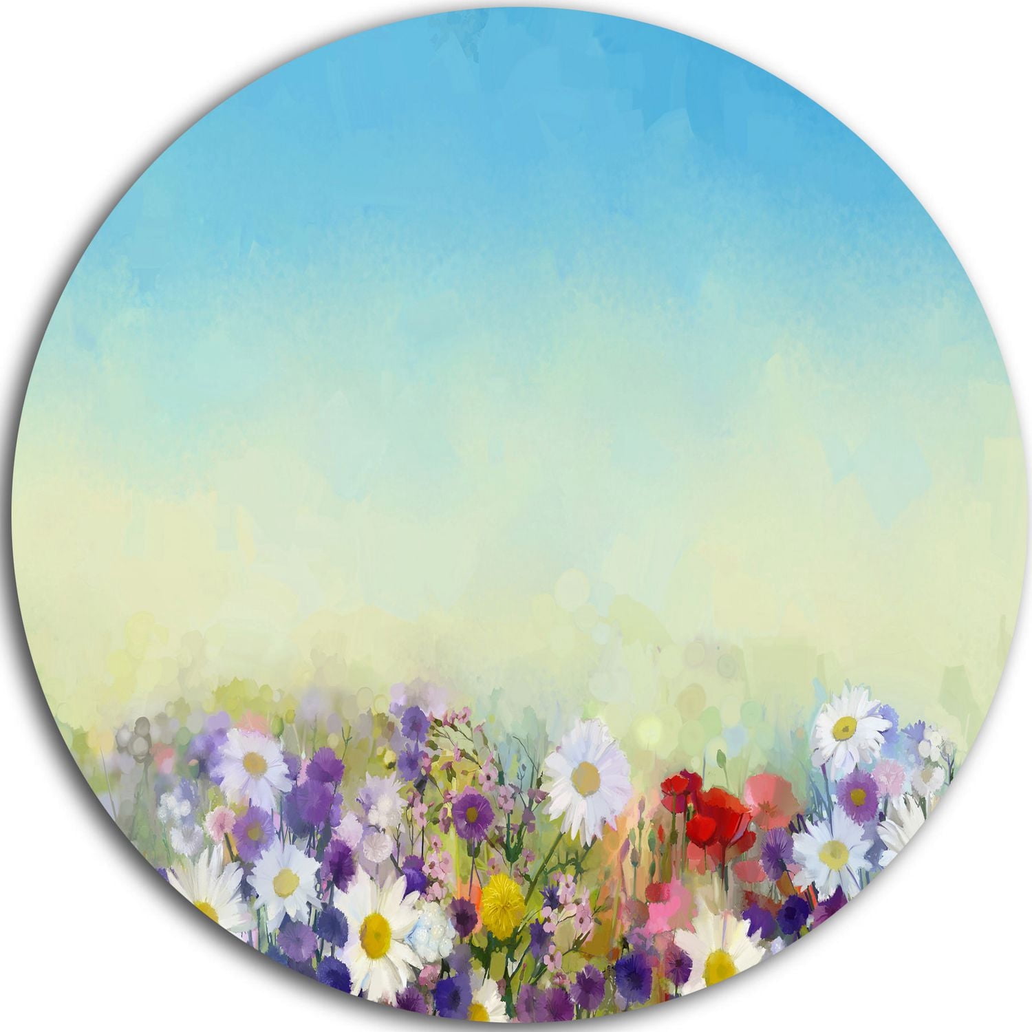 Design Art Soft Flowers Spring Background' Ultra Glossy Floral Metal Circle Wall