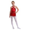 thumbnail image 1 of iefiel Jupe Tutu de Danse Jazz Latine à Paillettes pour Filles, Tango Moderne, Rouge 8, 1 of 7