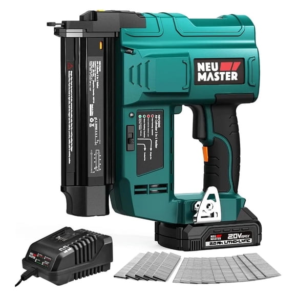 Pistolet à Clous à Piles, 18 Gauge 2 en 1 Sans Fil Brad Clailer/Staple Gun avec Batterie Li-ion 2.0Ah, 1000 Pcs Clous An