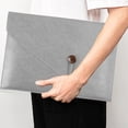 thumbnail image 4 of Clearance! Leather File Bag A4 File Bag Briefcase Button Business Office Storage Portable Large Capacity Folder Calf Stretch Box Unclaimed Pallets #02, 4 of 7
