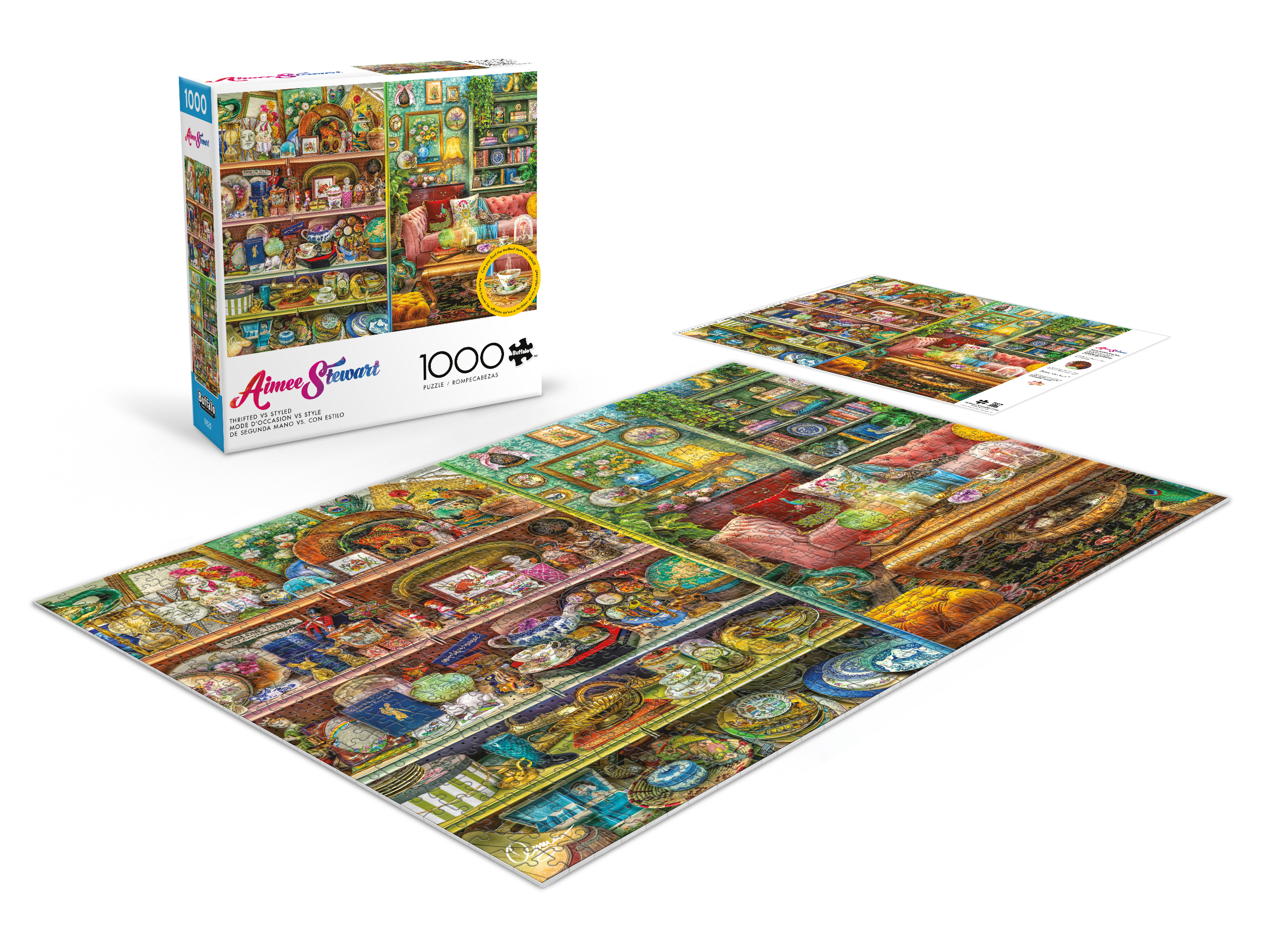Puzzle en 1000 pièces entrelacées Buffalo Games Thrifted versus Styled pour adultes de 14 ans et plus