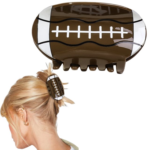 Geometric Rugby Hair Clips Rugby Hair Clips Shape Hair Jaw Clips American Football Hair Clips Non Slip Sports Hair Barrettes Strong Hold Hair Styling Accessories For Wom, Polyester Hair Clip