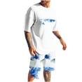 thumbnail image 2 of Weiqiqre Ensemble Décontracté 2 Pcs pour Homme, T-Shirt à Manches Courtes Graphique et Short de Survêtement à Taille à Cordon, 2 of 5