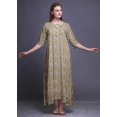 thumbnail image 2 of Bimba Robe de Nuit Maxi Brun Pâle à Motif Floral et Feuilles pour Femmes, Été, Imprimée, Très Grande, 2 of 5