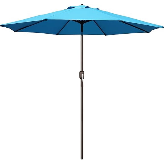 Parasol de Patio Extérieur 9 Pi (2,7 m), Parasol de Table Extérieur, Parasol de Cour, Parasol de Marché avec 8 Nervures Robustes, Inclinaison à Bouton-Poussoir et Manivelle