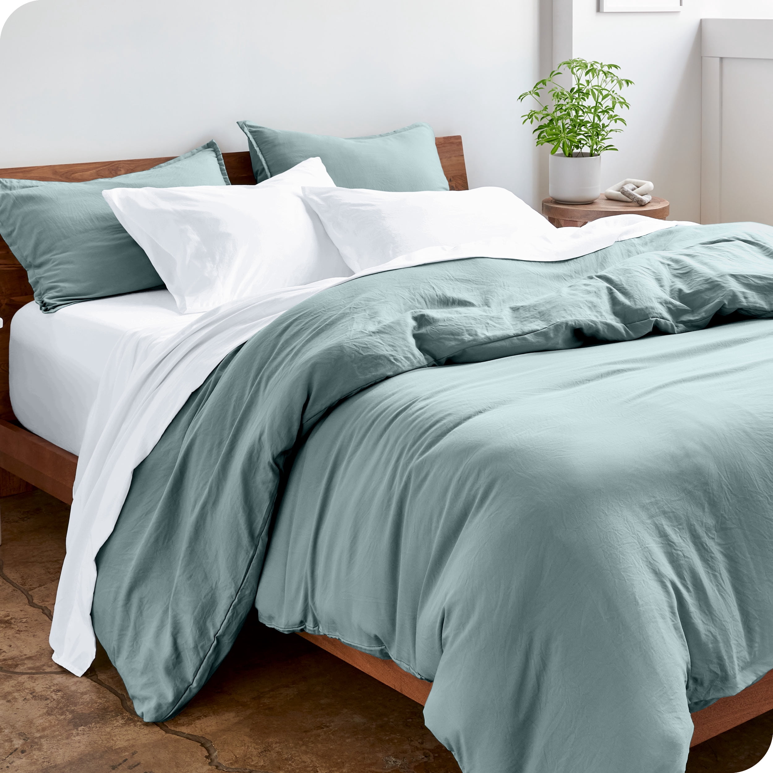 Bare Home Housse de Couette Sablée - Ultra Douce - Premium 1800 Collection - Ensemble 3 Pcs - Grand Lit, Ardoise