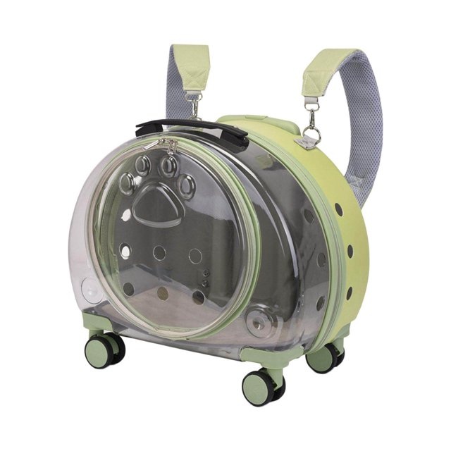 tredstone Kitten Bag Backpack Handbag with Wheels Durable Dog Trolley Case for Puppy Translucent Green