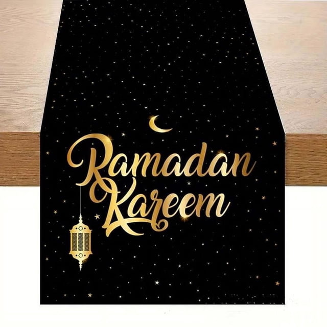 Ramadan Moon Star Print Seasonal Kitchen Dining Linen Table Runner Washable Family Dining Table Holiday Party Decor Supplies