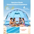 thumbnail image 2 of VEVOR Beach Tent Sun Shelter for 4 Person, Pop Up Beach Tent UPF 50+ Protection, Portable Sun Shade Canopy with Carrying Bag and Sand Pockets, Easy Setup Umbrella for Camping Fishing Outdoor Picnic, 2 of 9