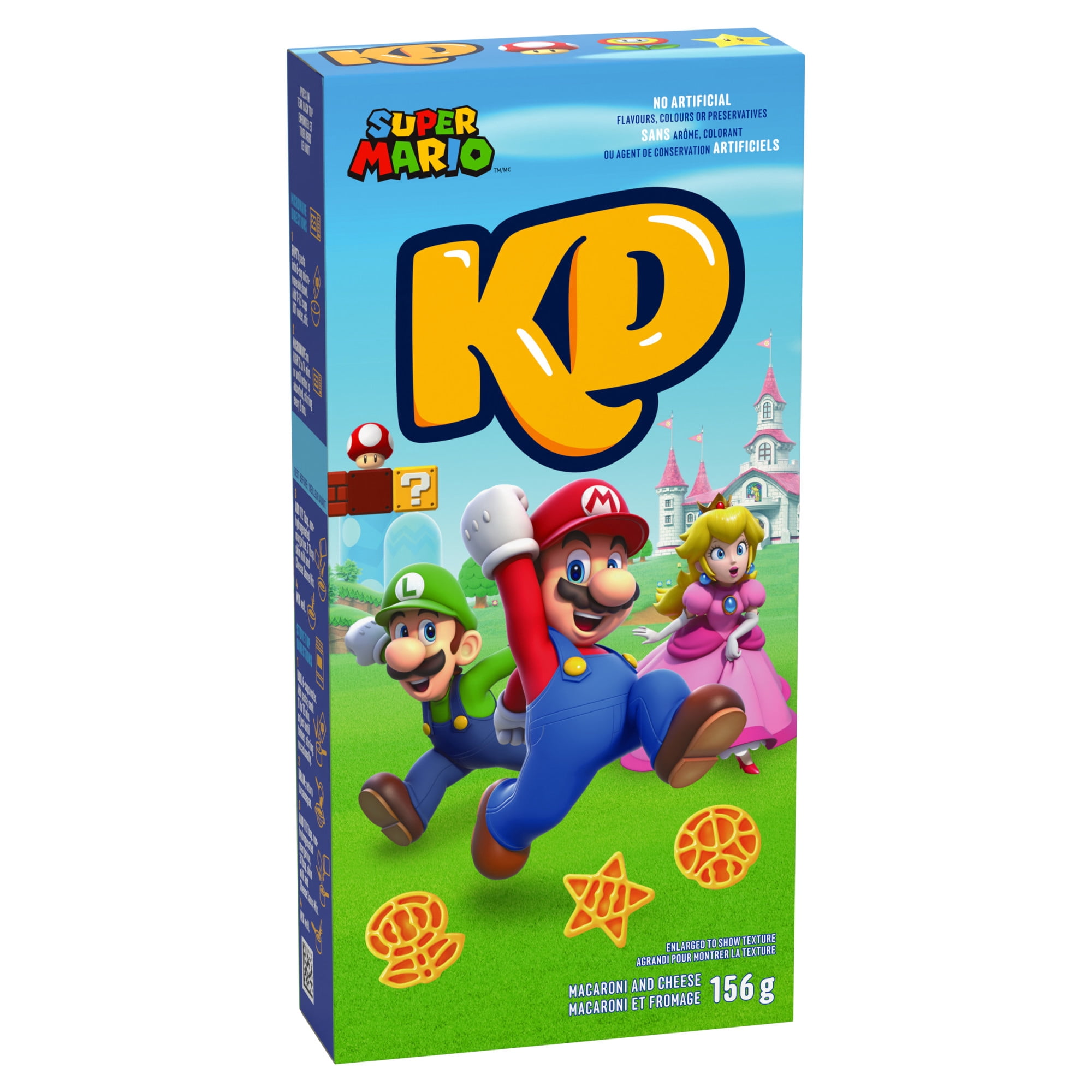 KD Super Mario Power-Up Pasta Shapes Macaroni and Cheese, 156 g Box