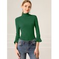 thumbnail image 3 of INSPIRE CHIC Chandail pour Femme à Col Roulé, Manches 3/4 à Volants, Coupe Ajustée, Tricot Côtelé, TG Vert, 3 of 6