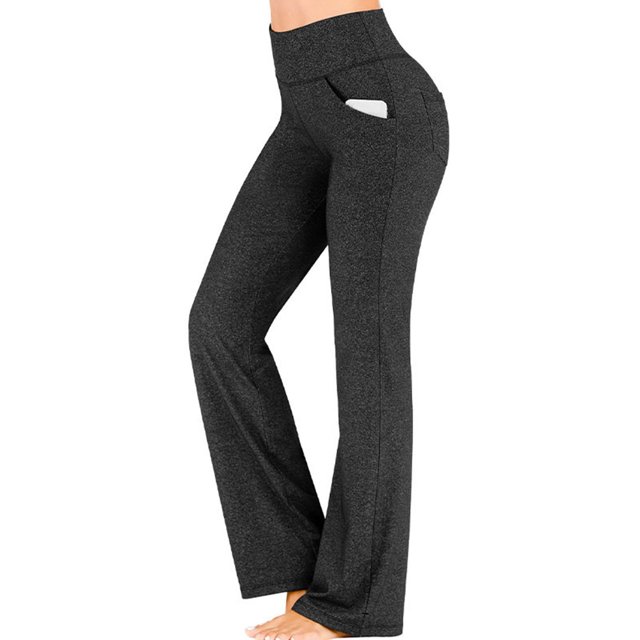 Innerwin Bas Taille Haute Femmes Harem Pantalons Course Jambe Large Stretch Pantalon Ion Noir 3XL