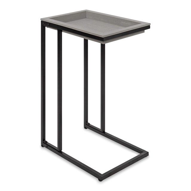 Kate and Laurel Lockridge Modern Farmhouse Side C-Table, 18.5" x 12" x 26.75", Rustic Gray and Black