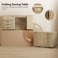 thumbnail image 4 of CoSoTower Sewing Machine Table with Drop Leaf, Folding Craft Table with 2 Doors and Adjustable Shelf for Small Spaces, Natural, 4 of 7