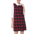 thumbnail image 1 of INSPIRE CHIC Robe de Noël pour Femme Peter Pan des Années 60 à Blocs de Couleur Mini à Manches Longues TP Rouge, 1 of 8