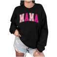 thumbnail image 1 of Culottes pour Femmes Chandail Maman Femmes Surdimensionné Paillettes Patch Maman Chandails à Col Rond Maman Imprimé Manches Longues Ample Mode Chandail TP Noir, 1 of 7