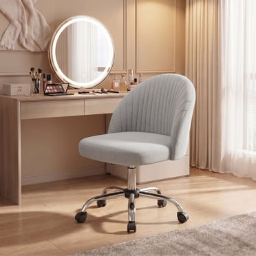 Homall Home Office Chair Adjustable Vanity Chairs Mid Back Rolling Task Chairs for Bedroom, Living Room or Study, Gray