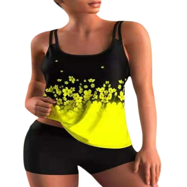 Plus Size Swimsuits for Women Two Piece Tankini Top Boyshort Bathing Suits Tummy Control Swimwear