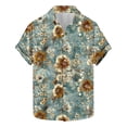 thumbnail image 2 of Styesk T-Shirts pour Hommes Mode Été Imprimé Floral Manches Courtes Chemise à Col, 2 of 5