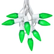 25 Foot C9 LED Outdoor Lighting Patio Christmas String Light Set, Green, White Wire, 25 Bulbs