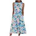 thumbnail image 2 of HKEJIAOI Liquidation des Ventes Robe Fleurie pour Femmes Robe d'Anniversaire Femmes Sans Manches Col Rond Imprimé Poche Grande Taille Robe de Nuit Longue Robes Amples Robe Bleue, 2 of 5