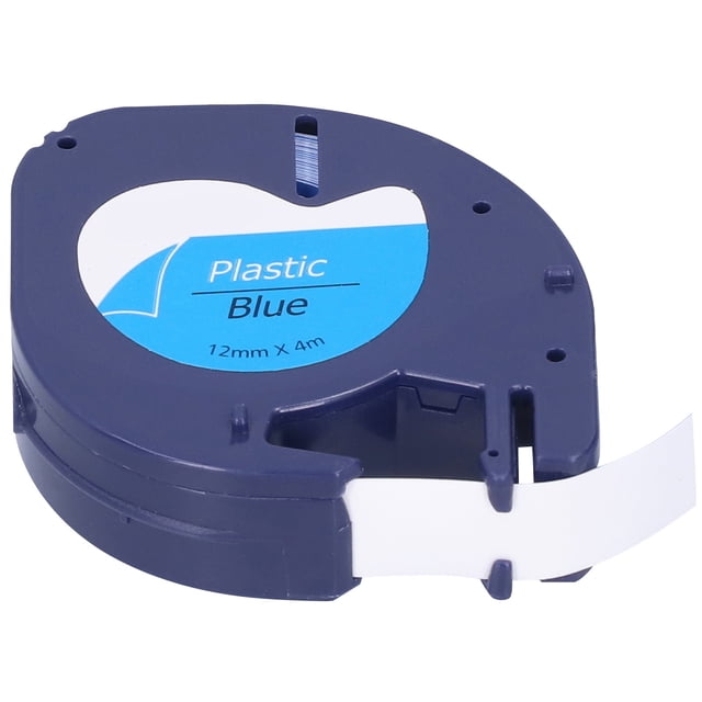 Label Tape Replacement for DYMO LETRATAG Machine Ribbon DIY Print Accessories12mm x 4meterBlack Letter on Blue 91205
