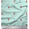 thumbnail image 1 of Soimoi Green Moss Georgette Fabric Stars & Violin Musical Instrument Print Fabric by Yard 42 Inch Wide, 1 of 5