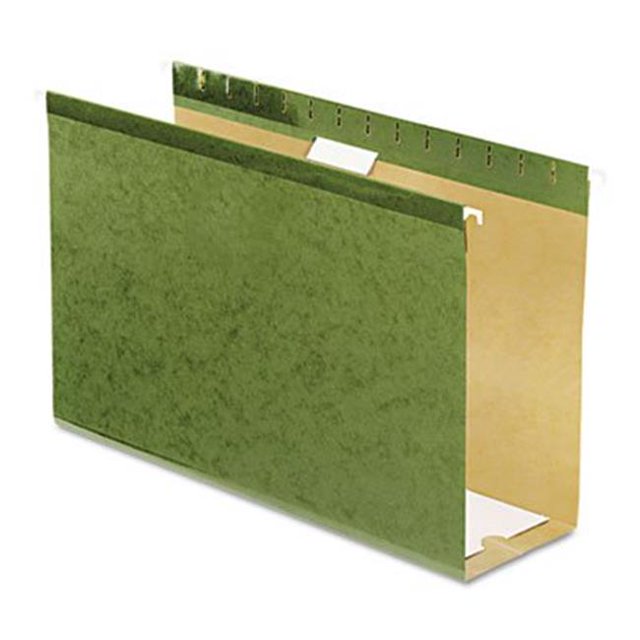 4" Capacity Reinforced Hanging File Folders- Kraft- Legal- Standard Green- 25/Bx