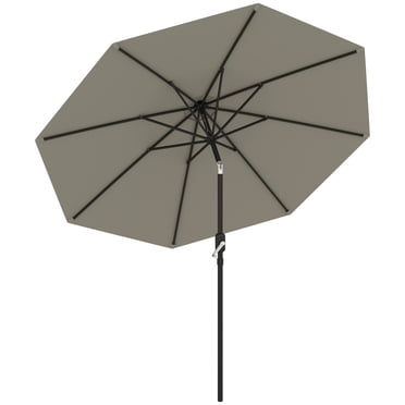 Outsunny 8.5ft Aluminum Patio Umbrella, Sun Shelter, Light Grey