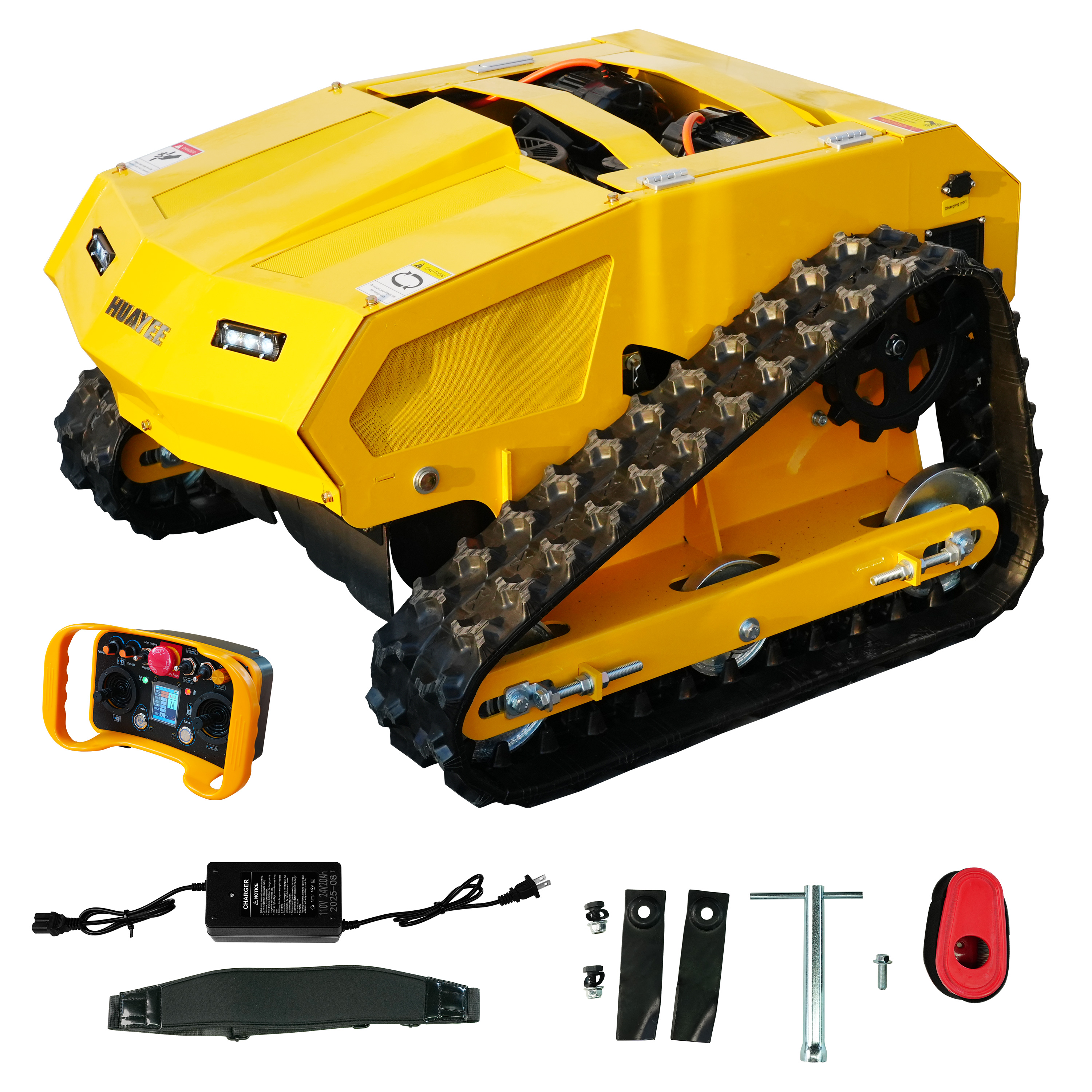 MHY55 224cc Remote Control Lawn Mower - Hybrid Crawler with Pure Copper Brushless Motor - All-Terrain Grass Cutter, 45° Climbing, 200m Remote Control