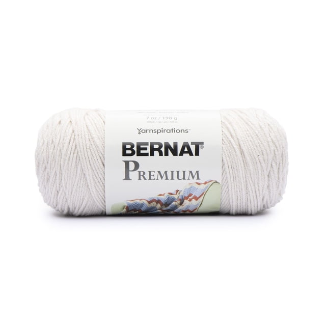 Bernat® PremiumTM Fil, Acrylique #4 Moyen, 7oz/198g, 360 Yards. Pelote de Fil de 7oz Centrée pour l'Avant dans une Couleur Classique de Déco Maison; Fil Moyen de Poids Moyen avec Torsion Subtile à 4 Brins et Lustre Subtil, Convient au Tricot et au crochet des afghans et des Vêtements; Lavage à la machine et Entretien à Sec sur l'Étiquette. Utilisé Souvent pour Housses de Coussin et Petits Accessoires.