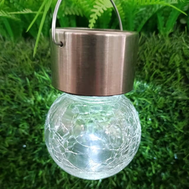 Lanternes Suspendues en Verre Solaires d'Extérieur en Forme de Boule Fissurée pour Jardin